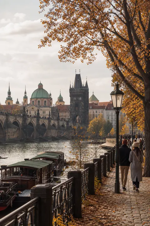 Architectural Details at Prague Riverside in Autumn