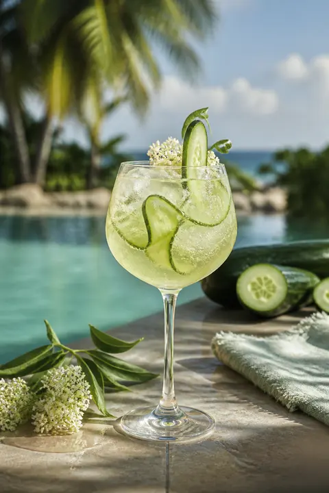 Tropical Poolside Cucumber Elderflower Spritz