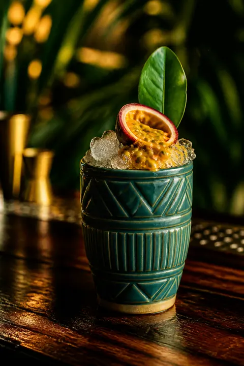 Passion Fruit Rum Cocktail in Ceramic