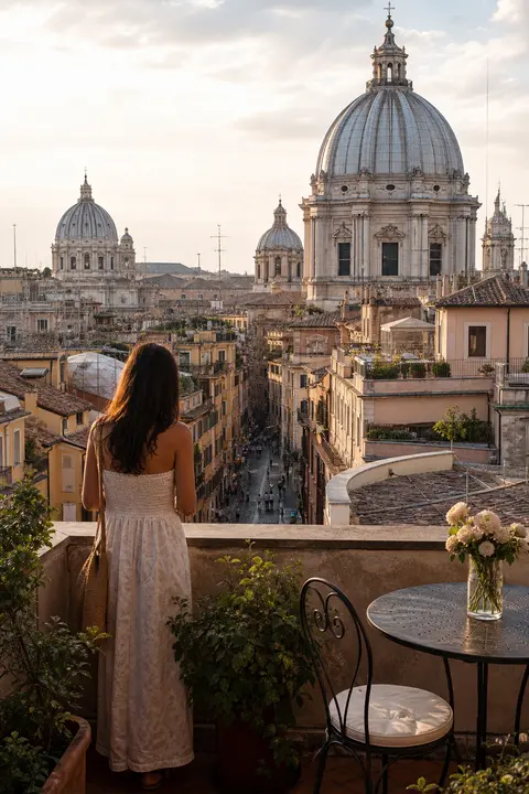 Street Details around Rome Rooftop Overlooking Domes