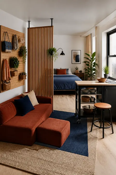 Renter-Friendly Studio with Slatted Dividers