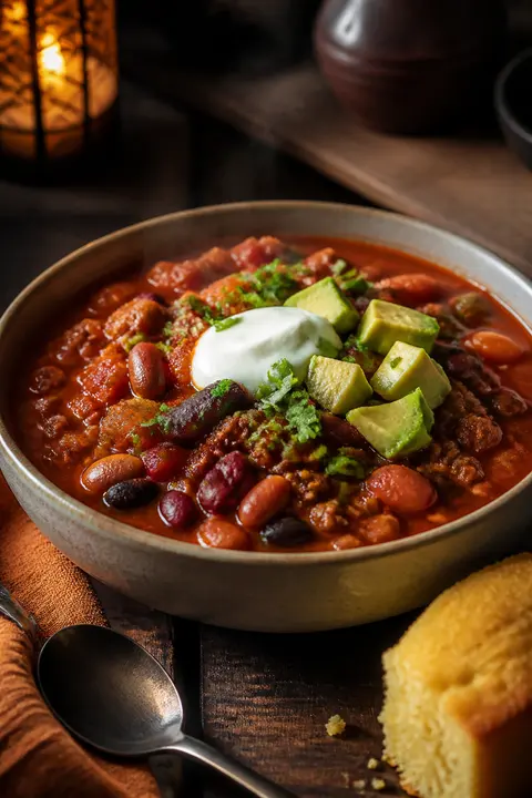 Turkey and Bean Chili with Avocado