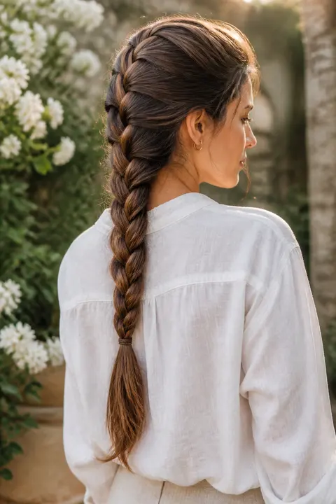 Loose French Braid for Long Brown Hair