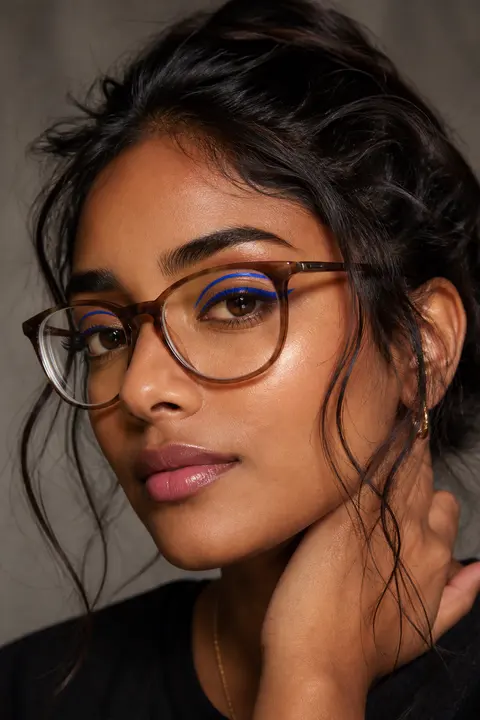 Graphic Cobalt Eyeliner for Medium Skin and Glasses