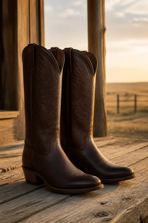 Brown Leather Western Riding Boots