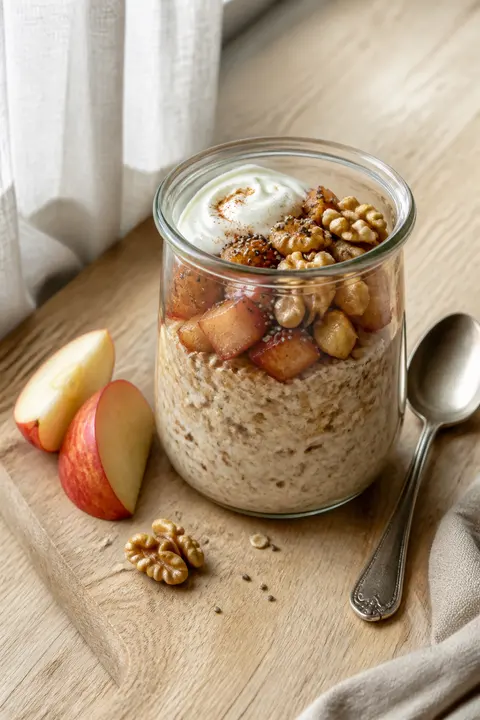 Apple Walnut Overnight Oats in a Jar
