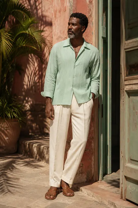 Mint Linen Shirt for a Tropical Afternoon