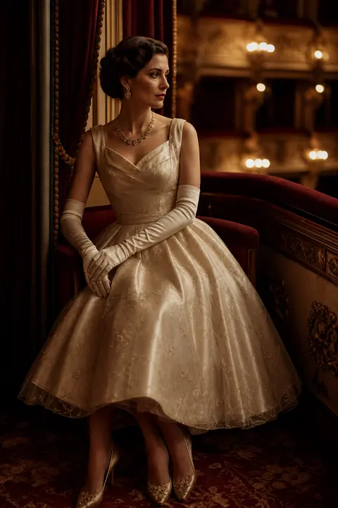 Champagne Tea-Length Opera Dress