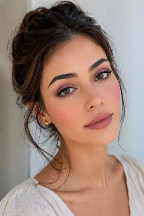 Soft Plum Everyday Makeup for Brown Eyes