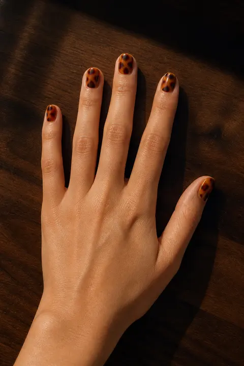 Short Round Tortoiseshell Nails
