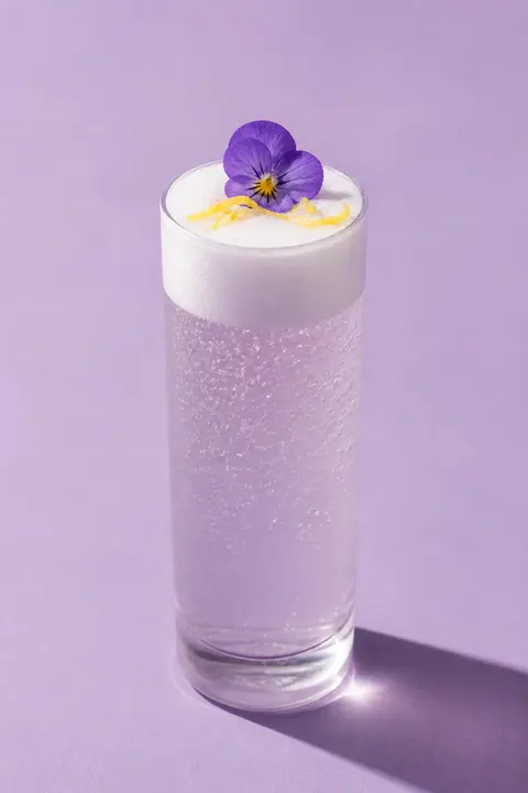 Lavender Gin Fizz with Violet Blossom