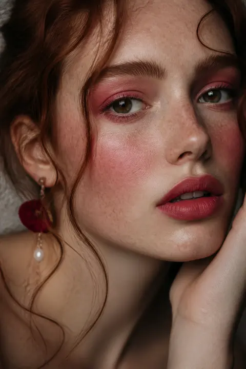 Fair Freckled Skin with Rose Monochrome Makeup