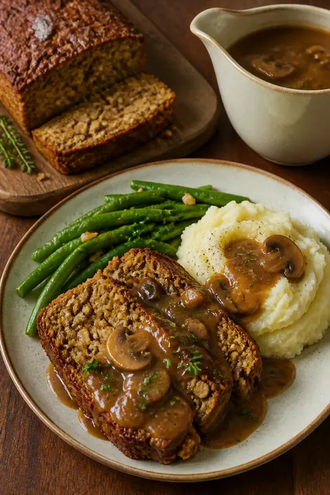 Mushroom Walnut Lentil Loaf