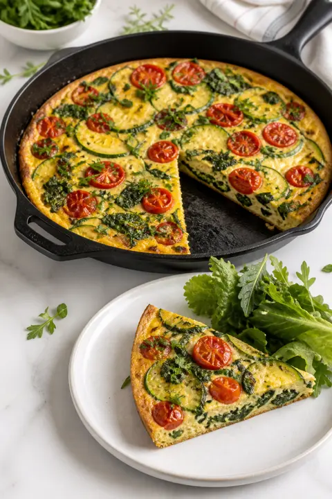 Skillet Vegetable Frittata with Tomatoes