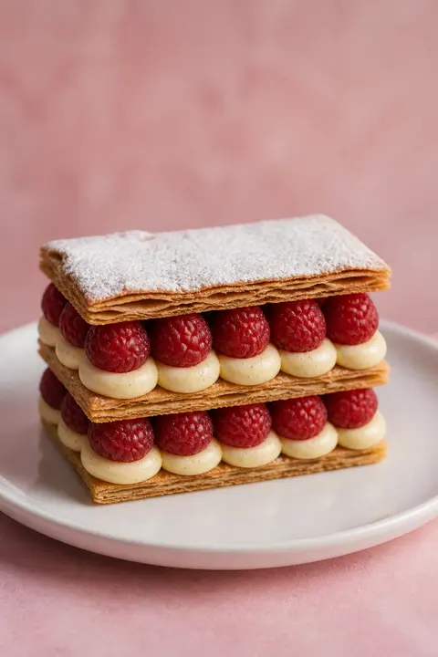 Raspberry Mille-Feuille with Crisp Pastry