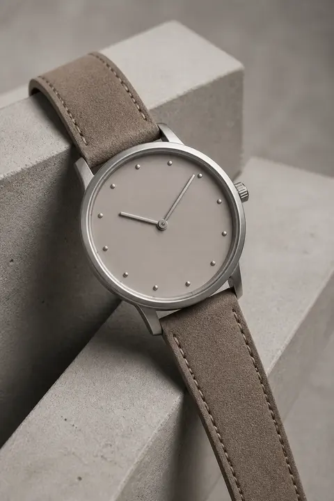 Taupe Minimalist Watch on Stone