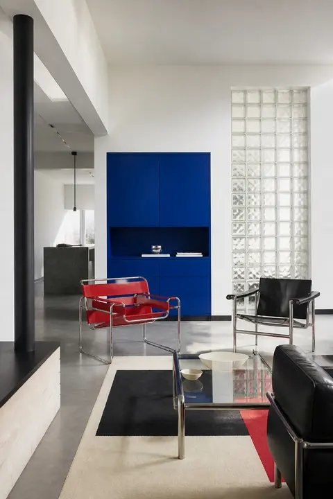 Bauhaus Apartment with Primary Color Accents