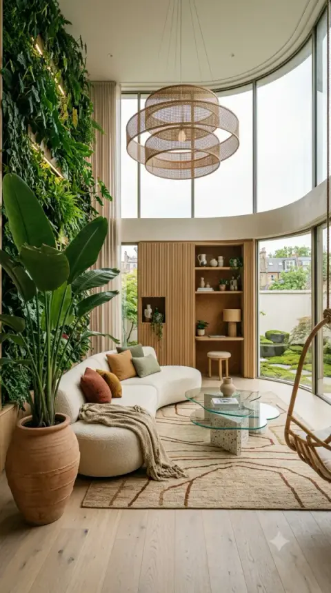 Living Wall Lounge With Curved Cream Sofa