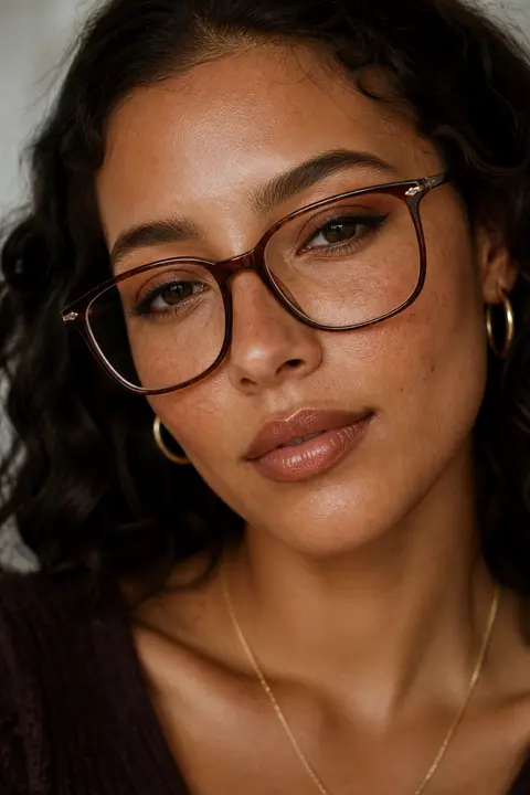 Bronze Sun-Kissed Freckles for Medium Skin and Glasses