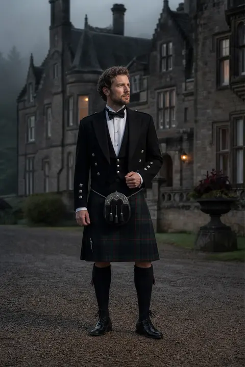 Formal Tartan Kilt at a Highland Estate