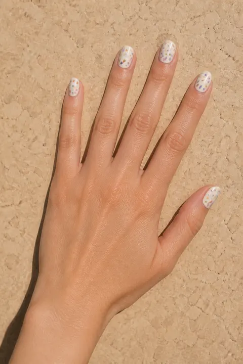 Pastel Terrazzo Short Nail Art