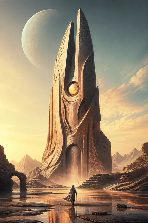 3D Render: Dreamlike Desert Monolith