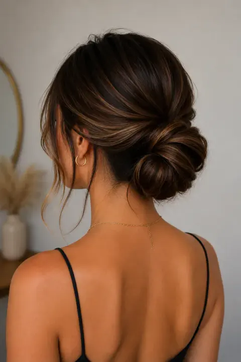 Voluminous Looped Low Bun With Face-Framing Pieces