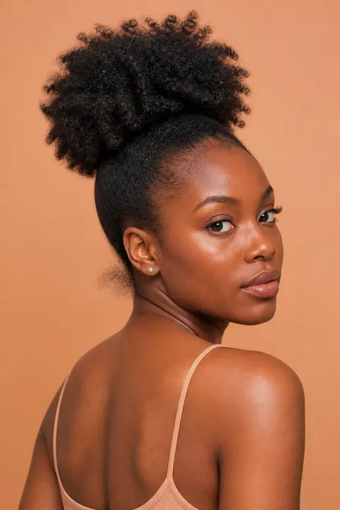 High Afro Puff with a Smooth Base