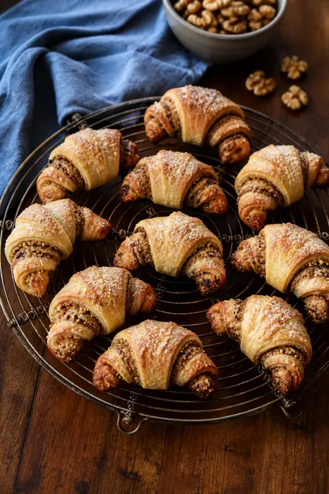 Walnut Rugelach on a Cooling Rack