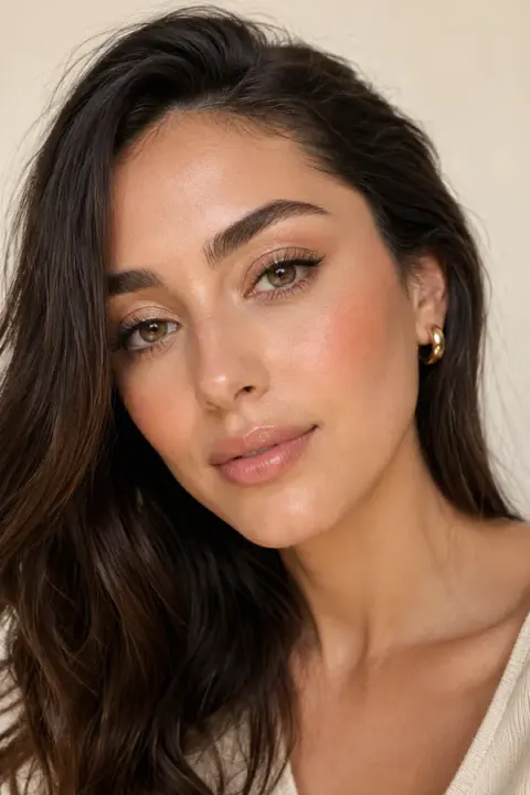 Natural Glam Makeup With Brown Eyeliner and Glowing Skin