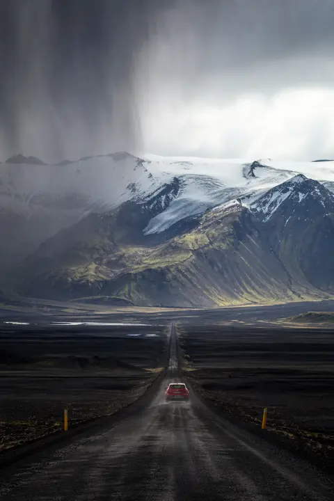 Iceland Ring Road Across Black Sand