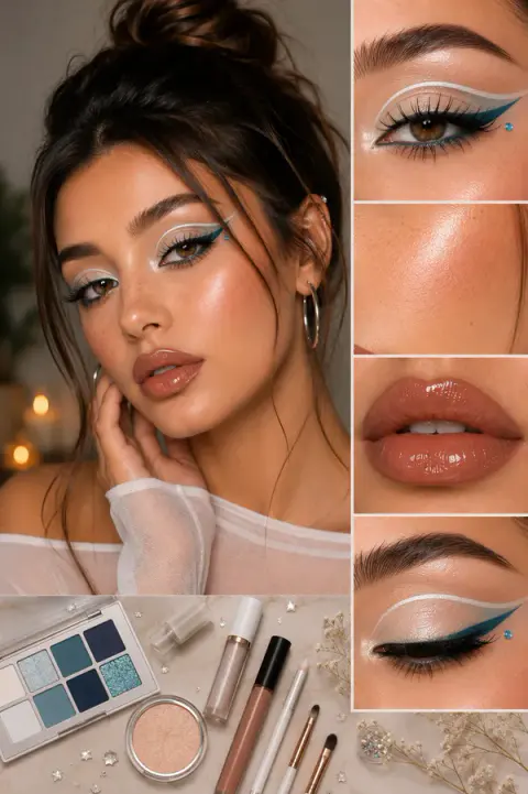 Blue Graphic Liner Makeup