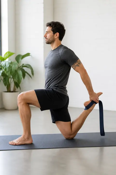 Half-Kneeling Quad Stretch with Strap