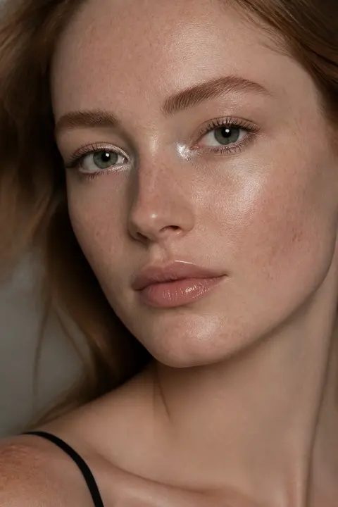 Fair Freckled Skin with Silver Inner-Corner Highlight