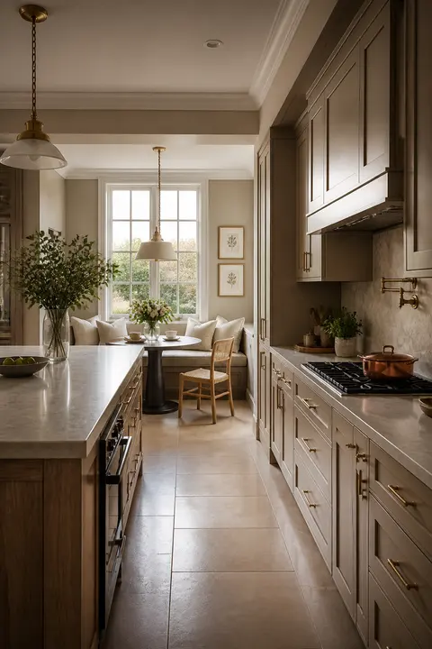 Quiet Luxury Taupe Kitchen: Window Breakfast Nook