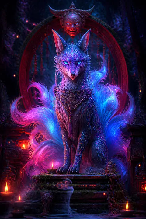 3D Render: Neon Folklore Spirit