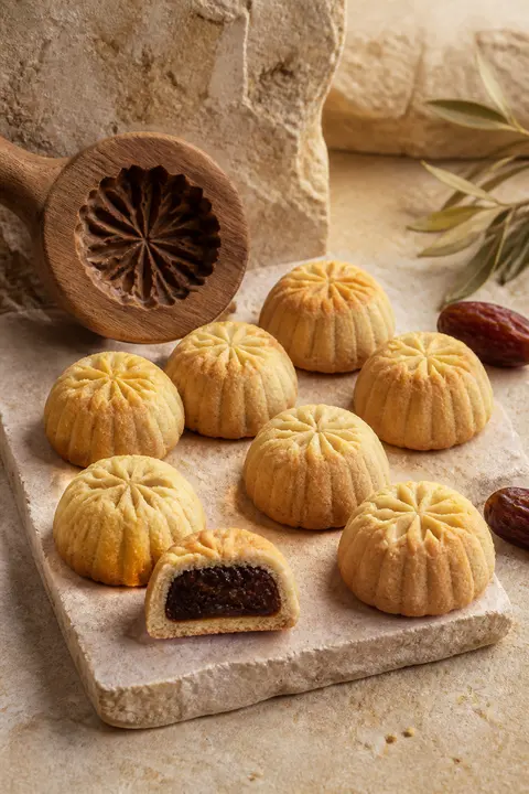 Date Maamoul with Carved Floral Patterns