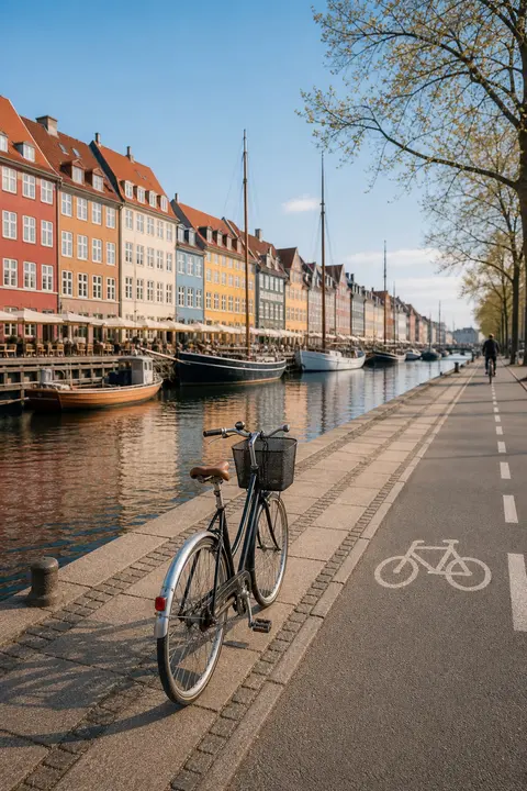 Cycling Beside Copenhagen's Colorful Harbor