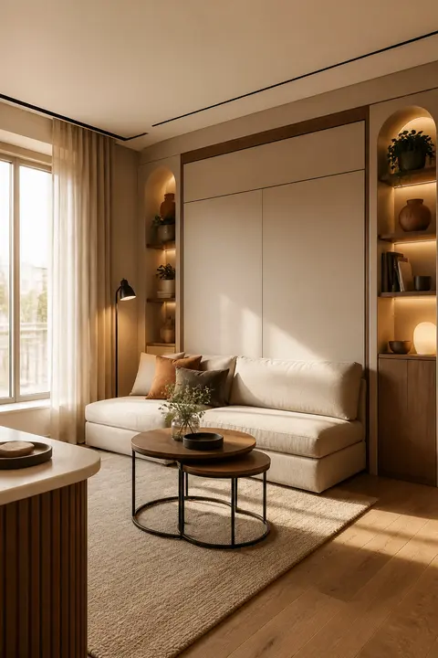 Living Room with a Hidden Murphy Bed