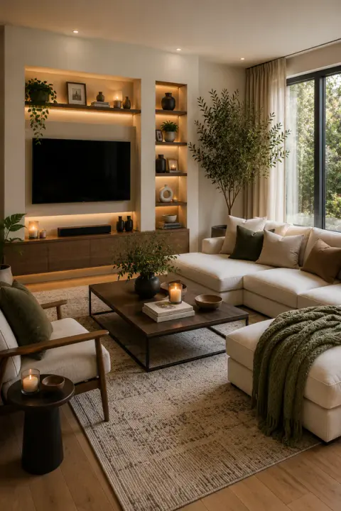 Modern Living Room with Olive Accents