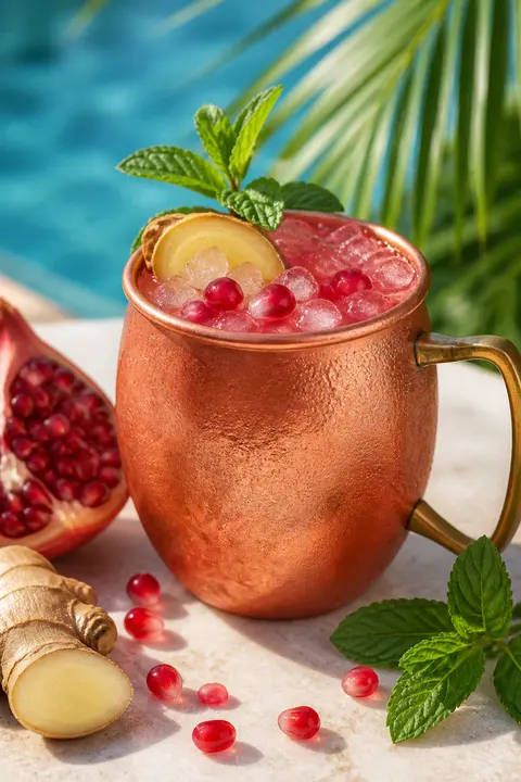 Tropical Poolside Pomegranate Ginger Mule