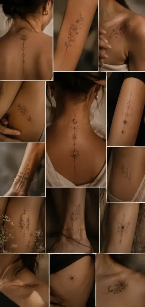 Celestial Moon & Lotus Tattoo Collection