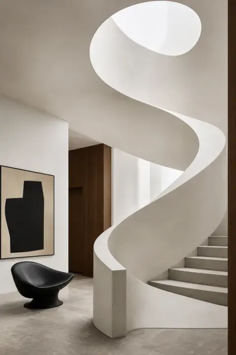 Sculptural Spiral Staircase Interior