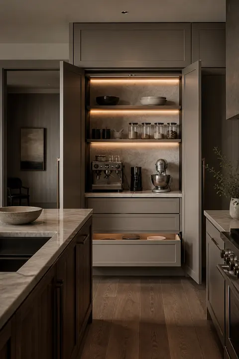 Quiet Luxury Taupe Kitchen, Coffee and Baking Station