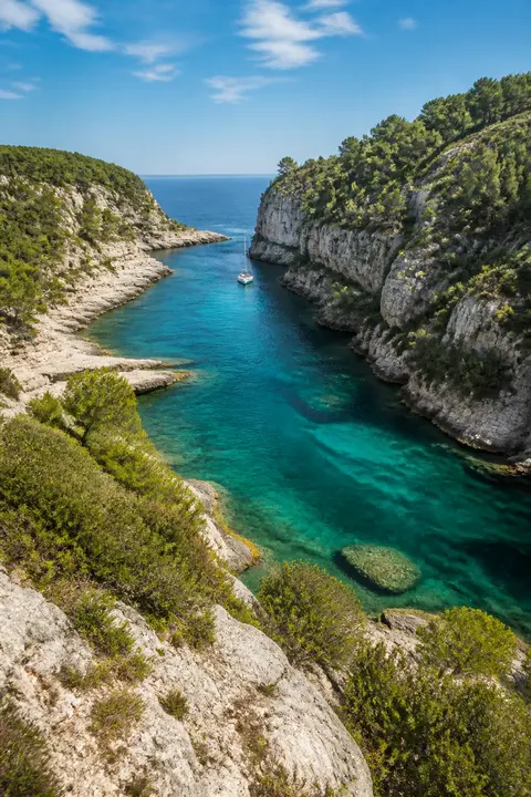 Croatian Adriatic Inlet from a Cliff View