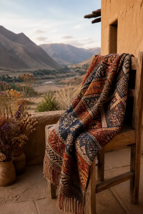 Woven Mountain Shawl at Golden Hour