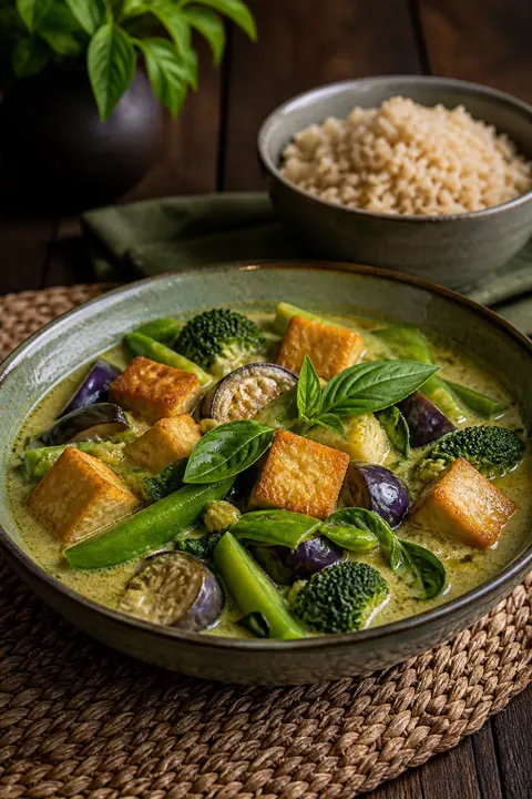Thai Green Tofu Curry with Garden Vegetables
