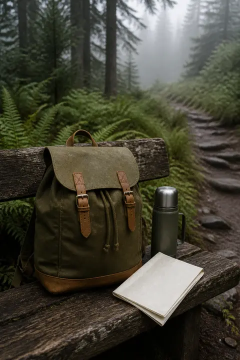 Olive Canvas Backpack for Forest Trails