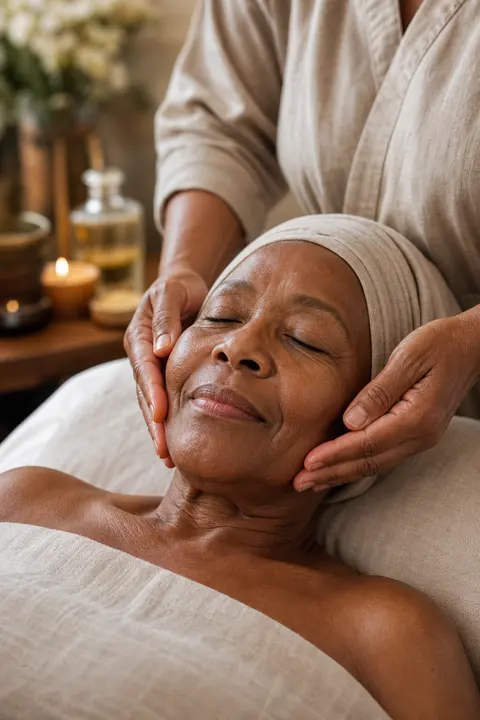 Relaxing Facial Massage at a Home Spa