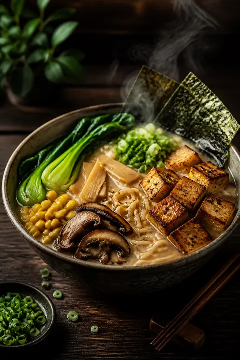 Miso Ramen with Tofu, Mushrooms and Bok Choy